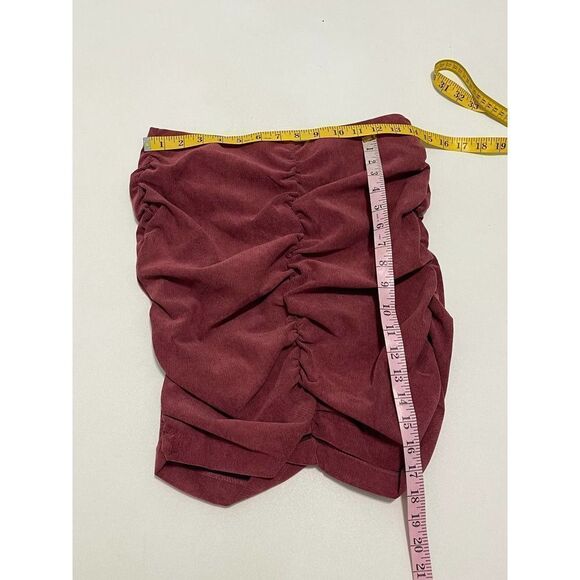 Zara Draped Corduroy Ruched Mini Skirt Dusty Burgundy Red Women’s Size Medium‎ - Picture 4 of 10